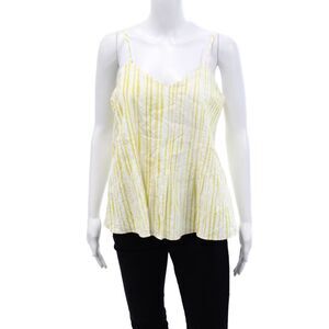 Odeeh Womens Cotton Striped Sleeveless V-Neck Tank Top Yellow Size 38